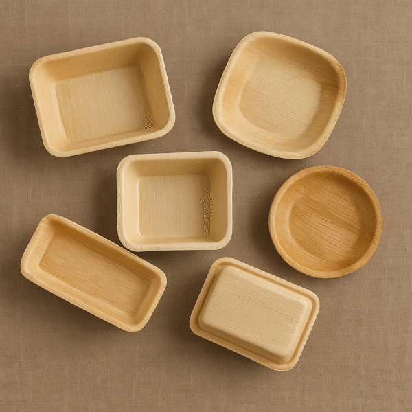 Eco-friendly areca leaf meal containers – biodegradable disposable food boxes ideal for sustainable packaging and Indian exports.